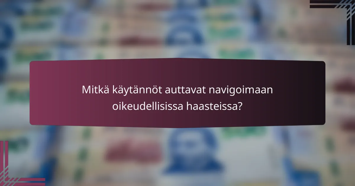 Mitkä käytännöt auttavat navigoimaan oikeudellisissa haasteissa?