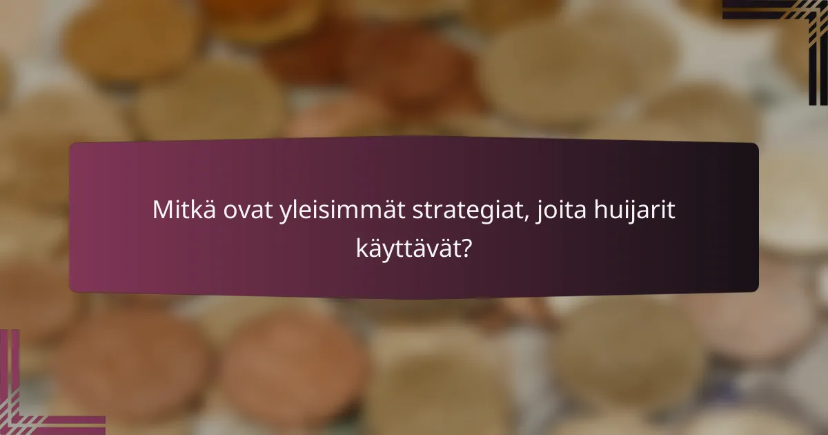 Mitkä ovat yleisimmät strategiat, joita huijarit käyttävät?