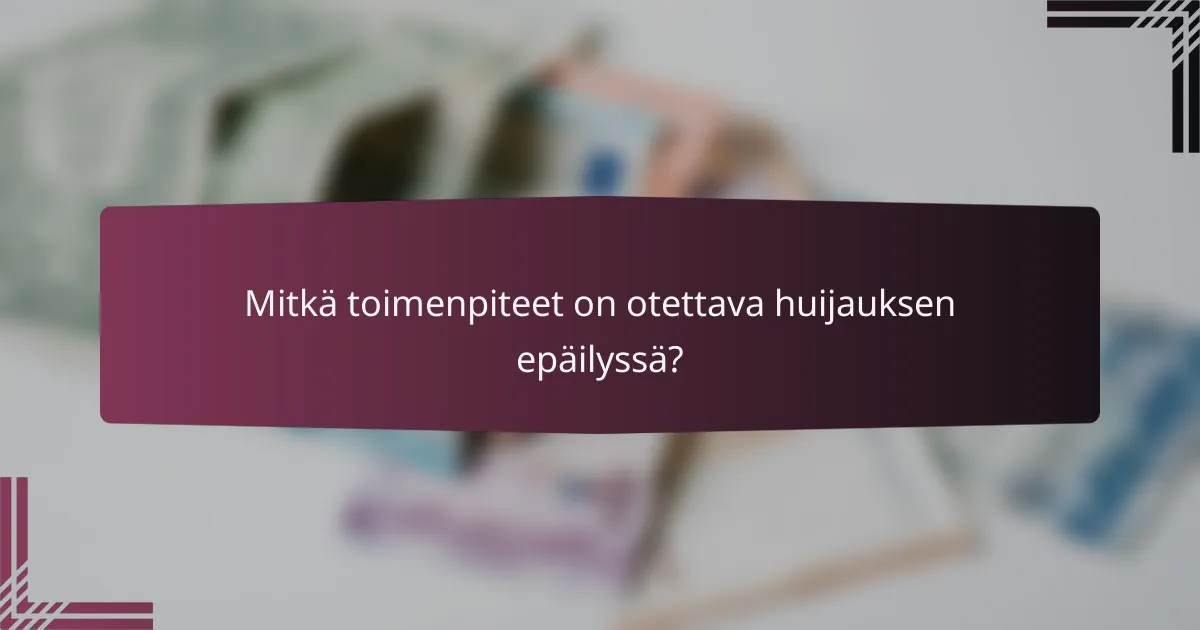 Mitkä toimenpiteet on otettava huijauksen epäilyssä?