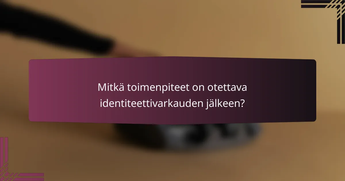 Mitkä toimenpiteet on otettava identiteettivarkauden jälkeen?