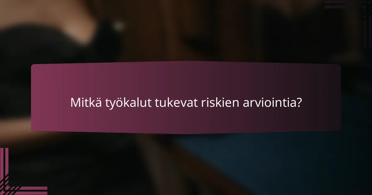 Mitkä työkalut tukevat riskien arviointia?